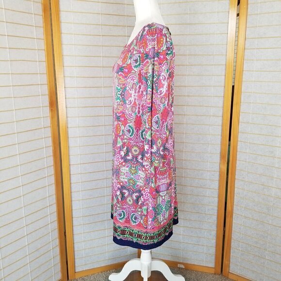 Laundry by Shelli Segal Calypso Shift Dress Colorful Bright 3/4 Sleeves Size L - Picture 5 of 14